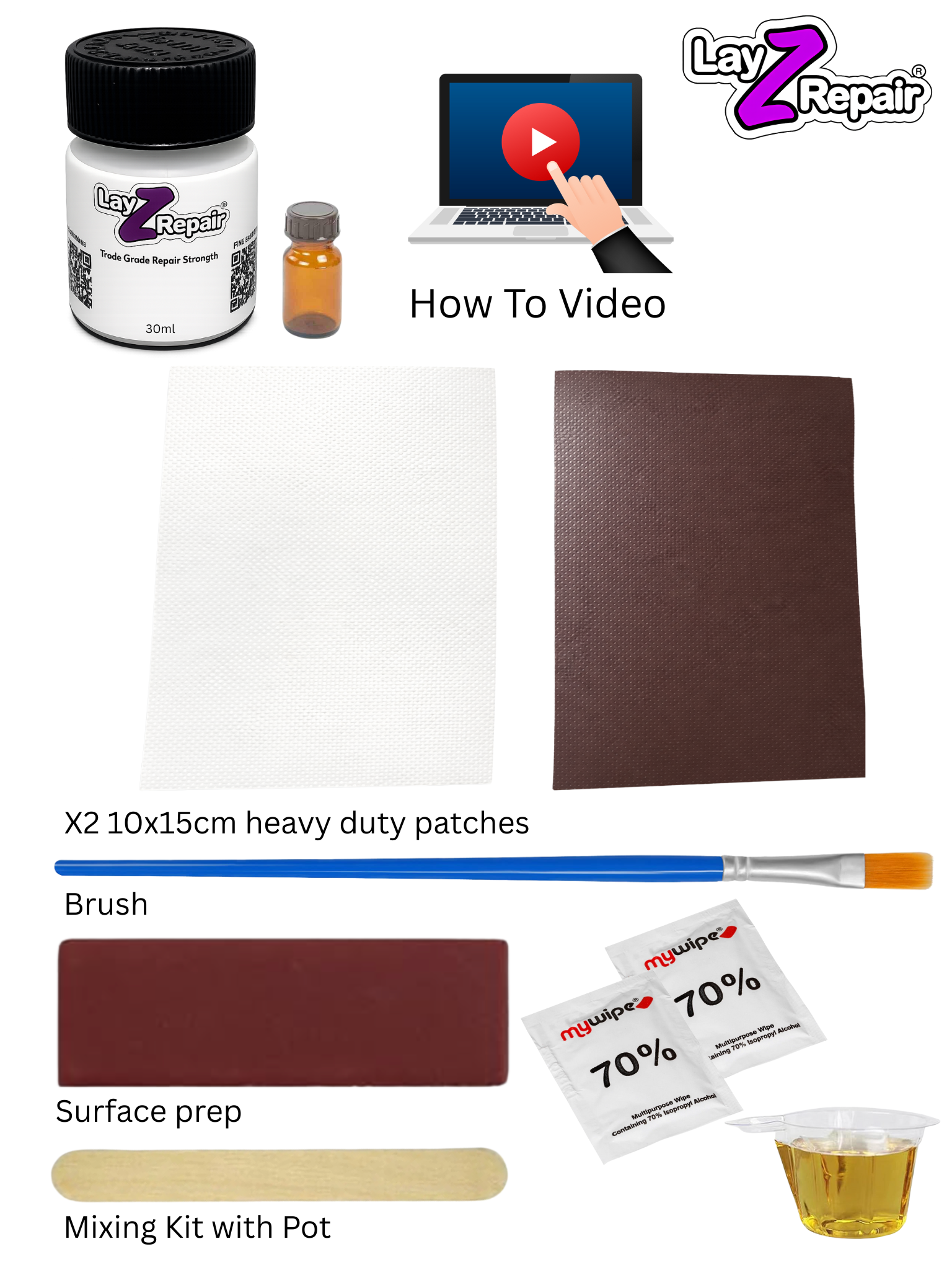 brown and white Puncture repair kit