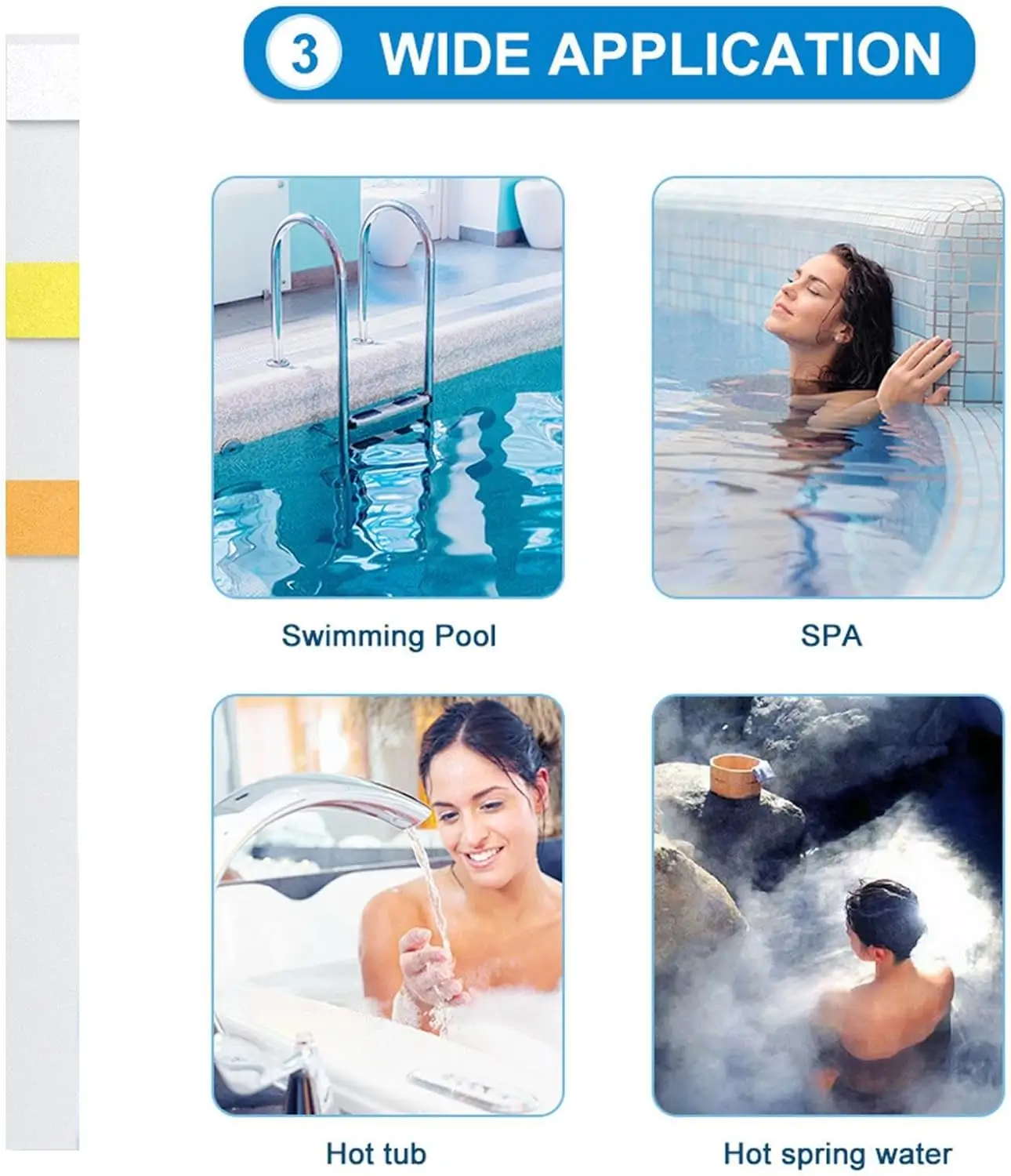 Hot Tub & Pool Test Strips 3-in-1 – pH, Chlorine & Bromine | Prevent Scale & Heater Damage | 100 Strips - Image 2