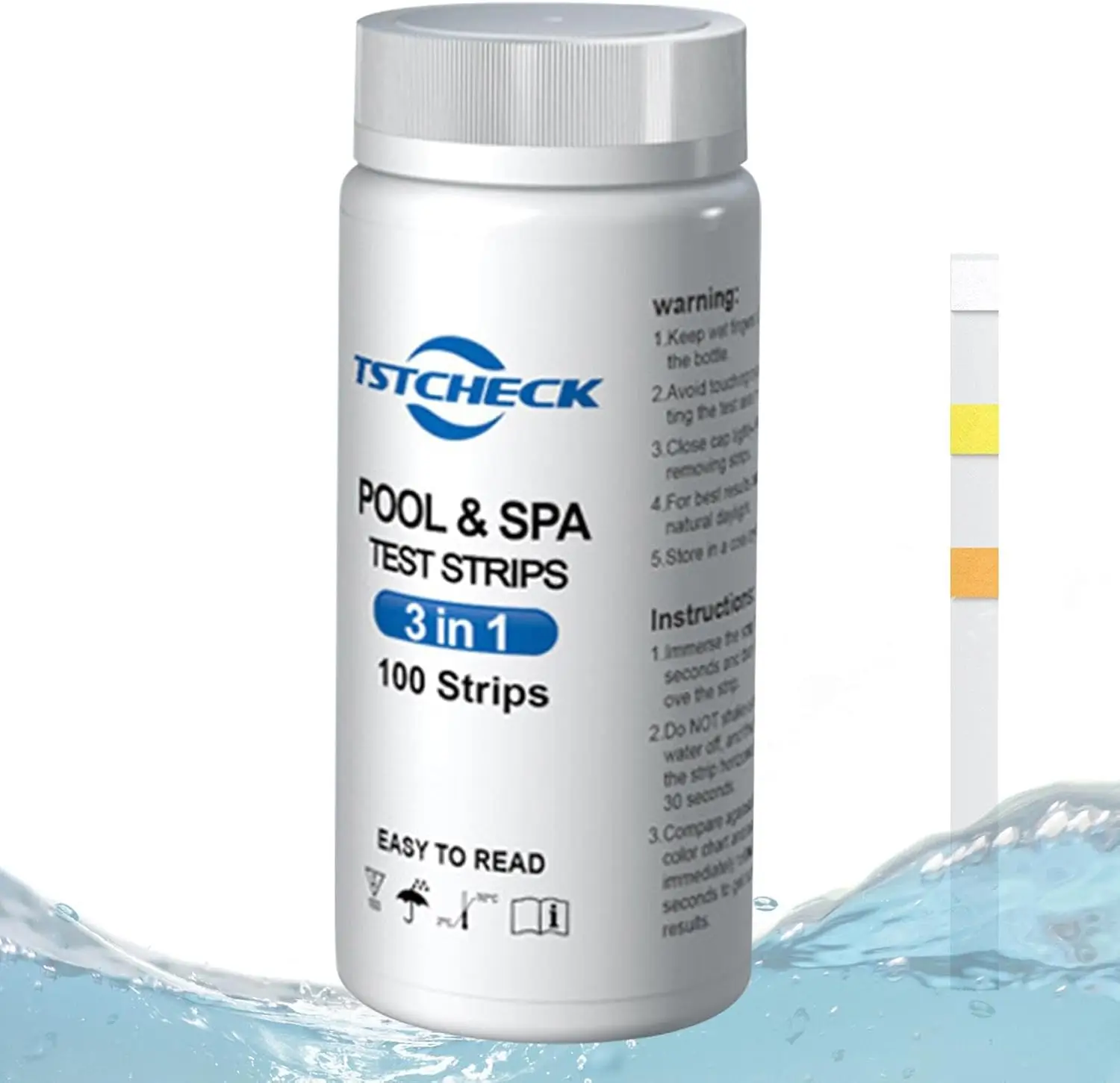 Hot Tub & Pool Test Strips 3-in-1 – pH, Chlorine & Bromine | Prevent Scale & Heater Damage | 100 Strips - Image 3